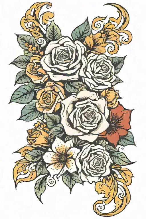 Female Sleeve With Florals