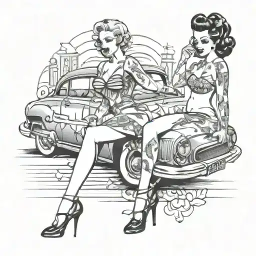 Women With Car Face Wearing Lingerie And Heels