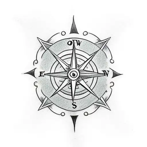 Traditional Style Tattoo Of A Cartoon Character Holding A Compass