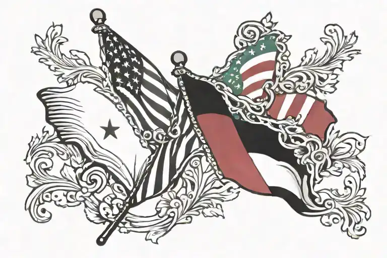 American And Italian Flag