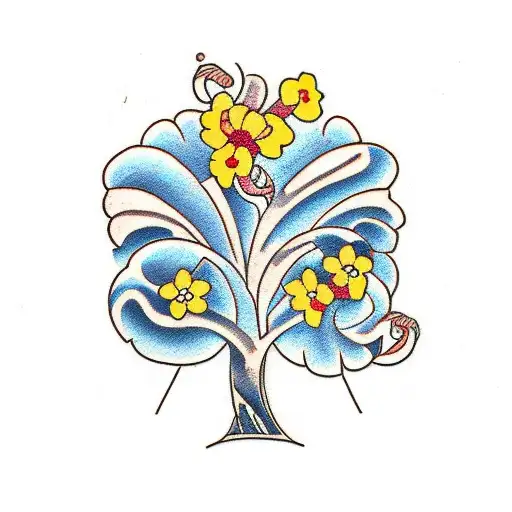 Family Tree With Hawaiian Flowers