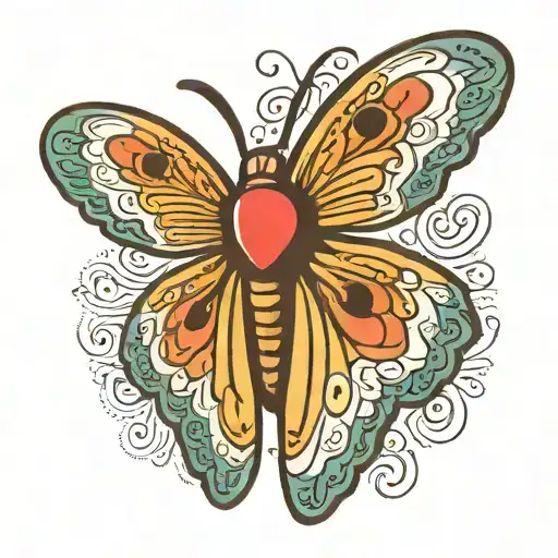 Moth With Heart Pattern In Wings