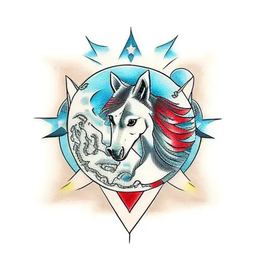 Horse With Wolf And Five Elements