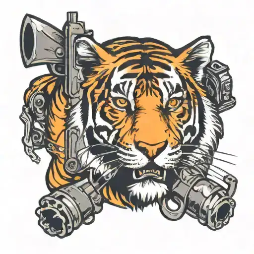 Tiger With Guns Crossed