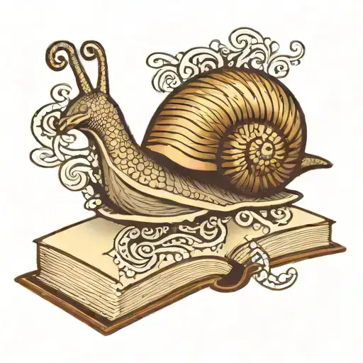 Snail On The Opened Book Surrounded By The Ethbic Pattern