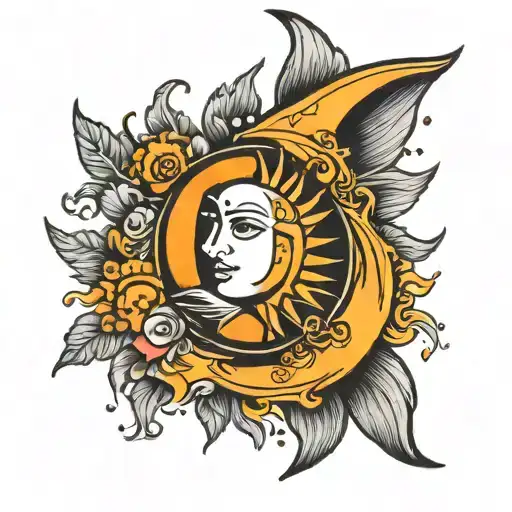 Sun And Moon Merging Together