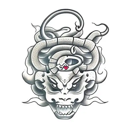 Hannya Mask With Snake