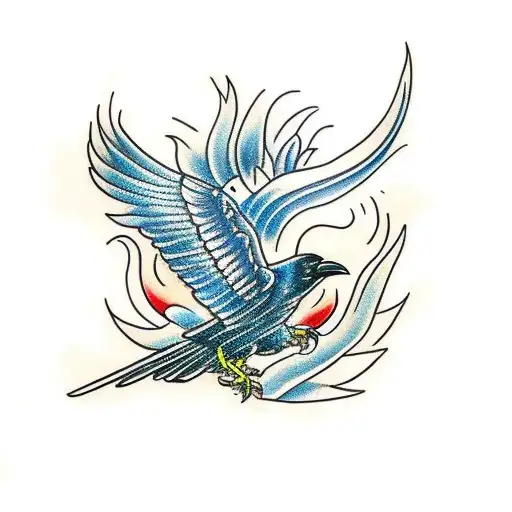 Crow Taking Flight And Turning Into Phoenix