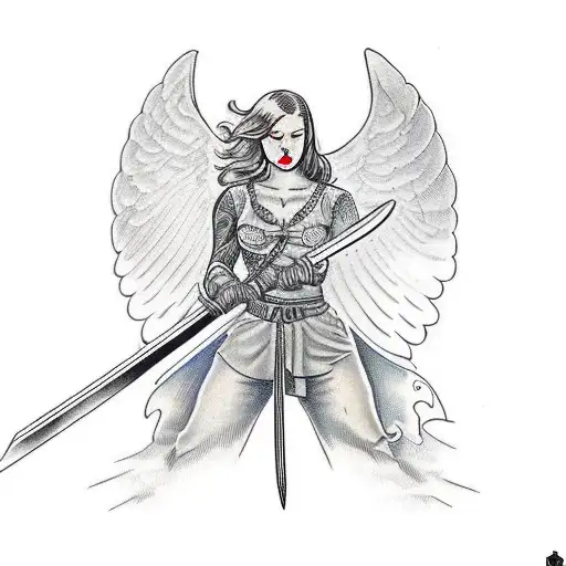 Woman Fighting Sword Wings