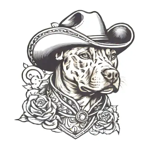 Pitbull With Cowboy Hat