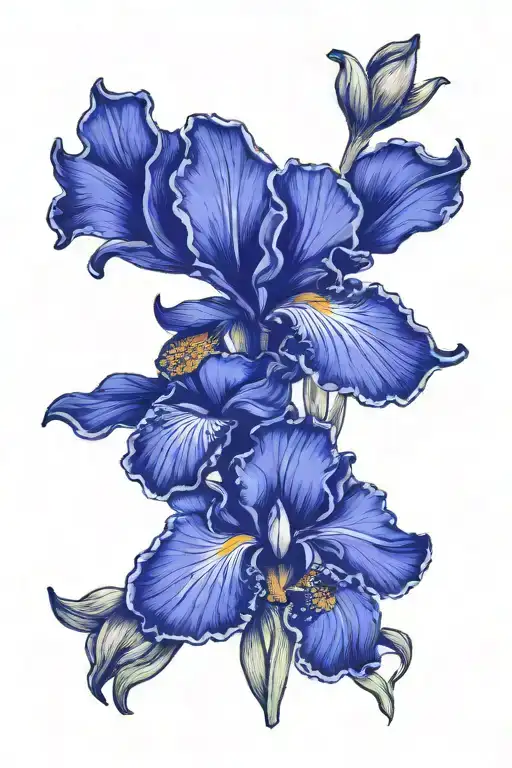 Iris Flower Tattoo Design Combining