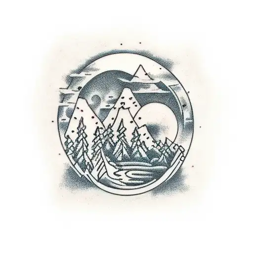 Bear With Forest And Mountains And A Celtic Theme