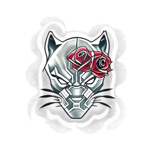 Black Panther With Roses