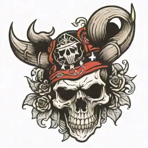 Skull With Horns With A Bandana