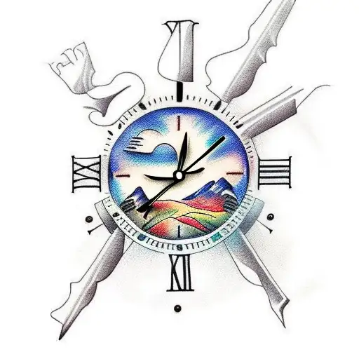 Clock With Mountains
