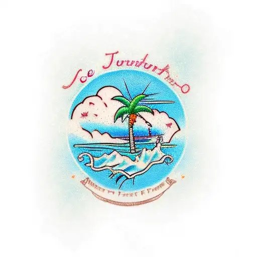 Ice Cream Border Blue Andwith A Palm Tree