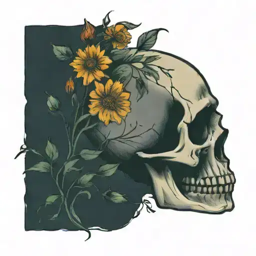 Skull With Wildflowers