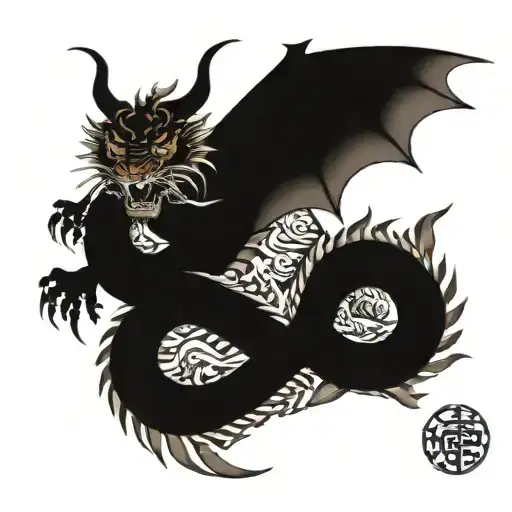 Brown Wood Dragon And Brown Earth Dragon Sitting On A Scale While The Tiger Is Clawing The Scale