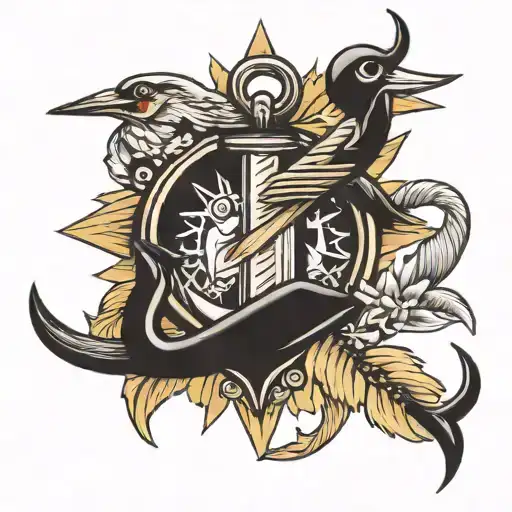 Anchor Surrounded By 7 Swallows