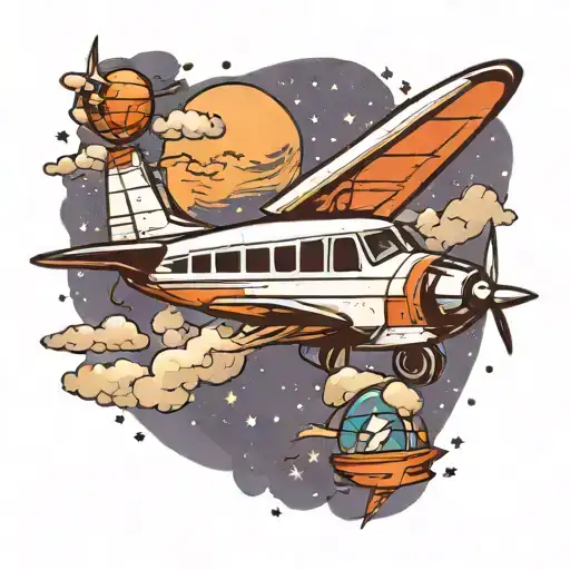 Airplane With Space Background