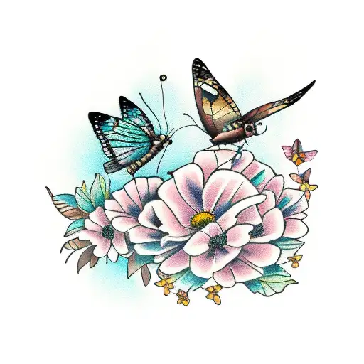 Flower Butterflies Bird