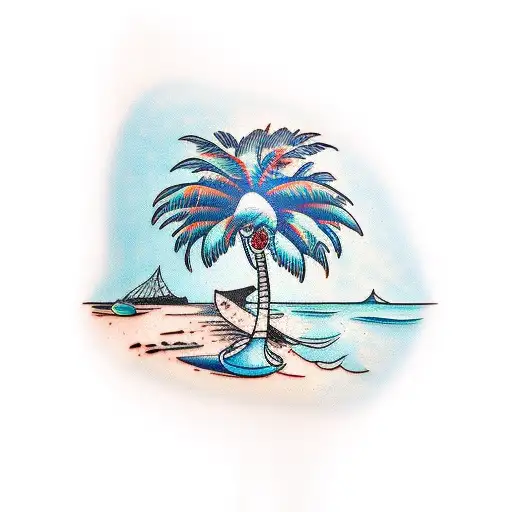 Blue Ice Cream With A Palm Tree