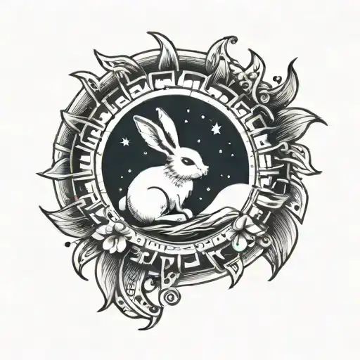 Baby Bunny In The Moon Aztec