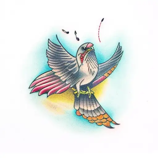 Flying Bird With Headphones On