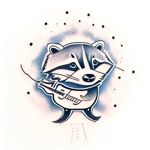 Raccoon Playing The Bass Guitar