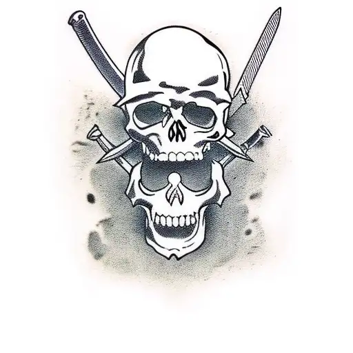 Skull Pirate Licking A Sword