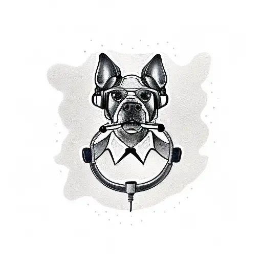 American Staffordshire Terrier With Skull Head And A Gaming Headset