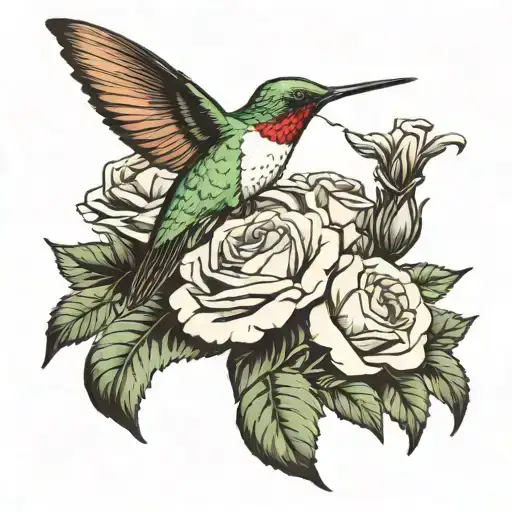 Hummingbird Laying A Carnation On A Grave That Says Granny