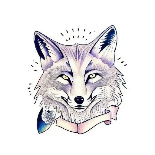 A Portrait Of A Half Of Wolf And Half Of Fox