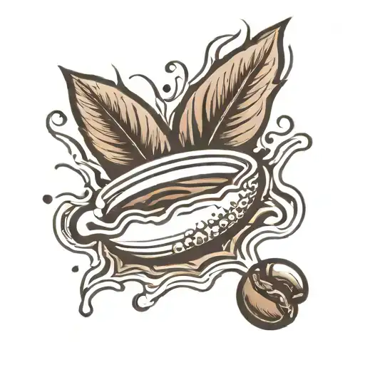 Minimalistic Coffee Bean With Steam Drops