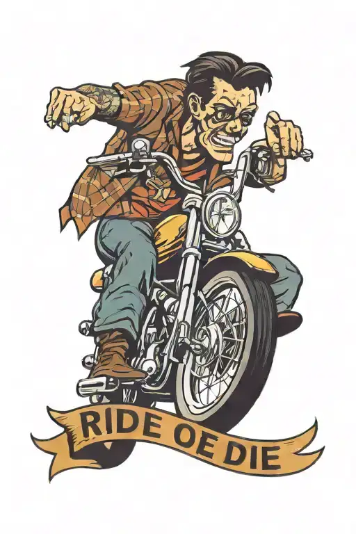 Man On Sport Motorcycle Background Saying Ride Or Die