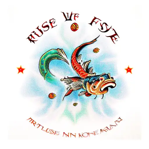 Rise From Ashes With Koi Fish And Tree Of Life