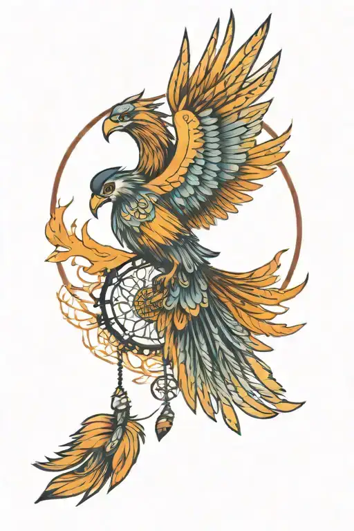 Dream Catcher Ontop On A Phoenix Rising Phoenix Wings Spread