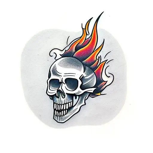 Skull With Flames Crows