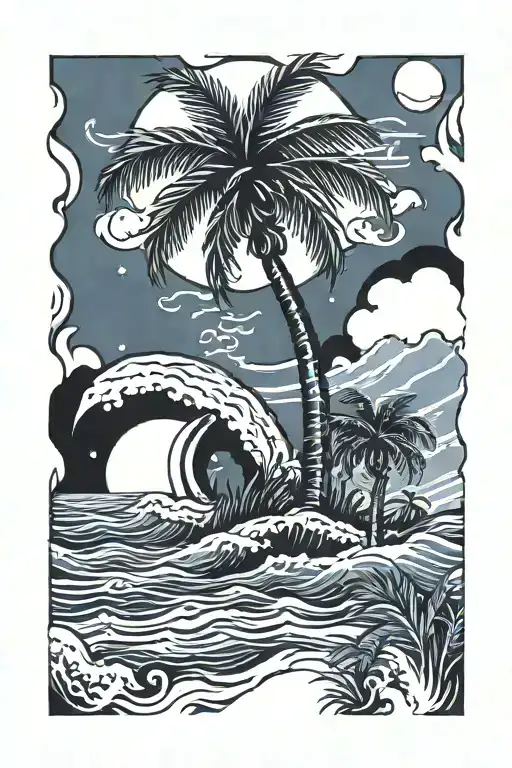 Ocean With Palm Tree