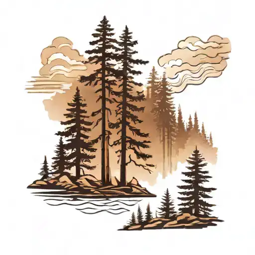 Redwood Tree Forest With Fog