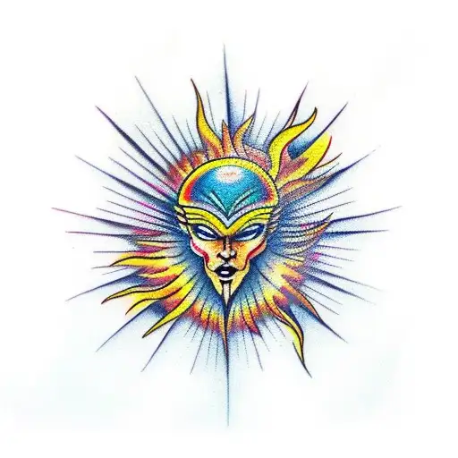 Realistic Phoenix With Tribal Sun At The Bottom