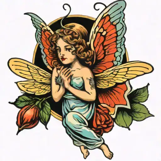 Angel With Dragonfly And Beetle