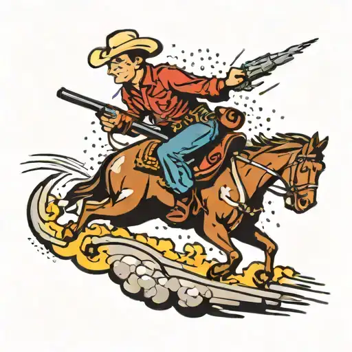 Cowboy Riding A Bomb Explosion