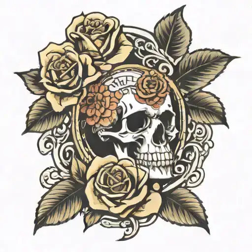Skull Rose Clock Full Colour