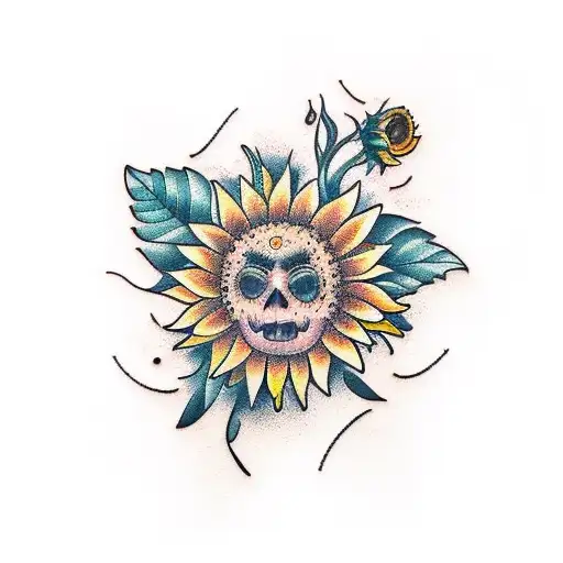 Sunflower And Rose Intertwining Stem