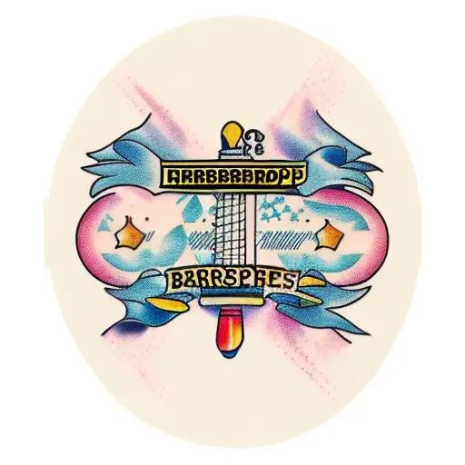 Barbershop Items And Art Supplies On A Guitar