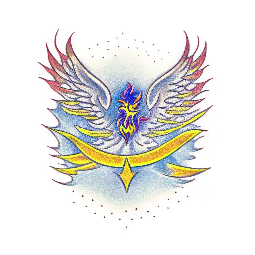 A Gold Tattoo Of A Phoenix