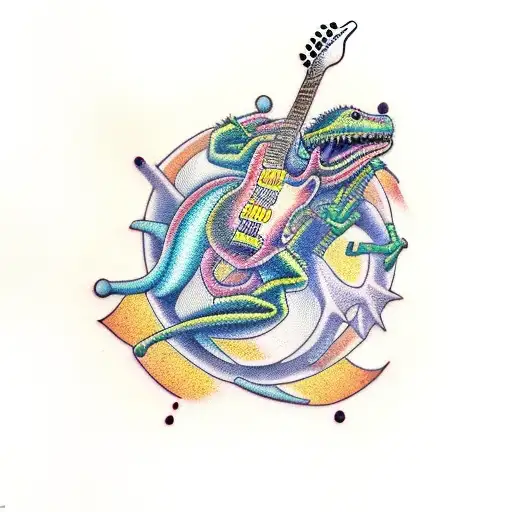 Guitar Chameleon Punk Jumping