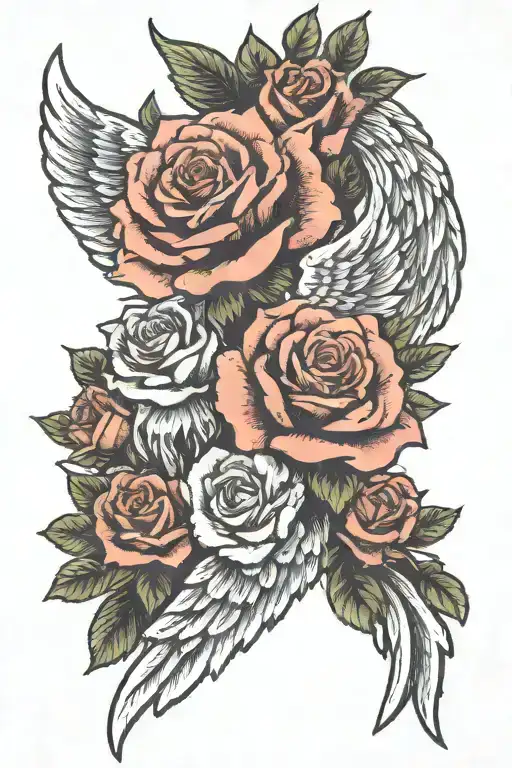 Angel Wings With Roses