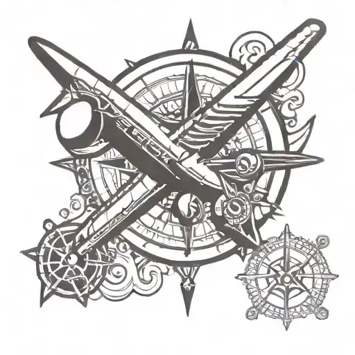 Airplane And Compass Mechanical Wrench